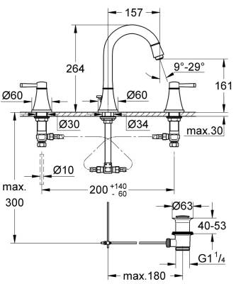 Grohe Grandera 3 Delikli Lavabo Bataryası 1/2