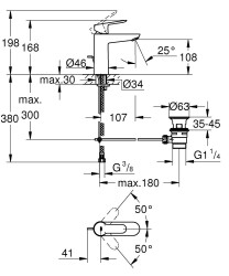 Grohe Bauedge Tek Kumandalı Lavabo Bataryası M-Boyut - 23758000 - 2