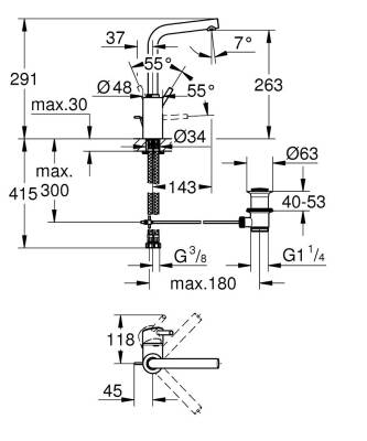 Grohe Concetto Tek Kumandalı Lavabo Bataryası 1/2