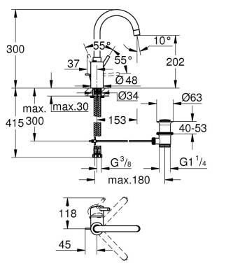 Grohe Concetto Tek Kumandalı Lavabo Bataryası 1/2