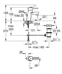 Grohe Concetto Tek Kumandalı Lavabo Bataryası S-Boyut - 2338010E - 2