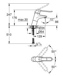 Grohe Lavabo Bataryası Engelli Kullanımına Uygun Krom - 23293000 - 2