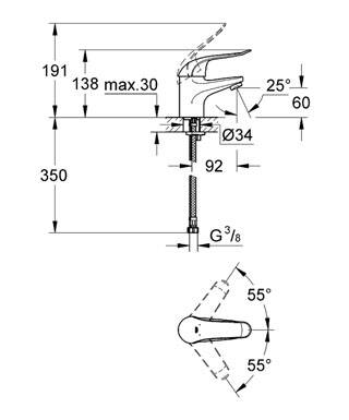 Grohe Euroeco Special Tek Kumandalı Lavabo Bataryası - 32762000 - 2