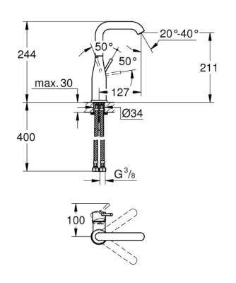 Grohe Essence Tek Kumandalı Lavabo Bataryası 1/2