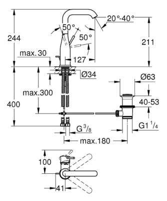 Grohe Essence Tek Kumandalı Lavabo Bataryası 1/2