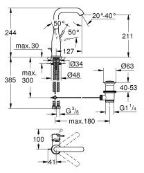 Grohe Essence Tek Kumandalı Lavabo Bataryası 1/2