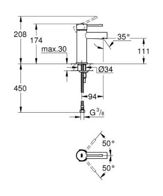 Grohe Essence Tek Kumandalı Lavabo Bataryası S-Boyut - 34294001 - 2