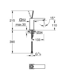 Grohe Eurocube Joy Tek Kumandalı Lavabo Bataryası M-Boyut - 23658000 - 2