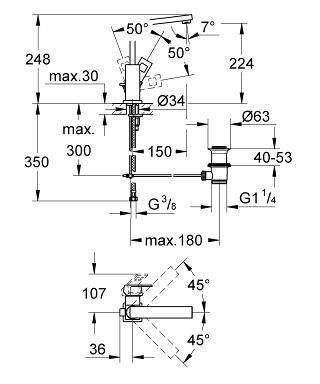 Grohe Lavabo Bataryası Eurocube L-Boyut Krom - 23135000 - 2