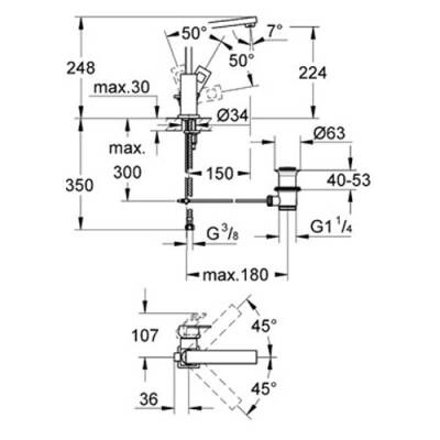 Grohe Eurocube Tek Kumandalı Lavabo Bataryası 1/2