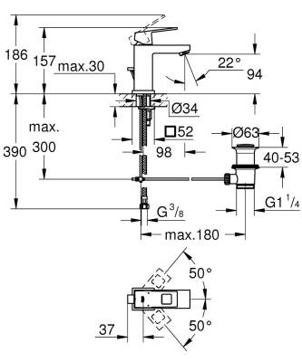 Grohe Lavabo Bataryası Eurocube S-Boyut Krom - 23127000 - 2