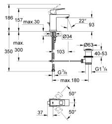 Grohe Eurocube Tek Kumandalı Lavabo Bataryası S-Boyut - 2312700E - 2