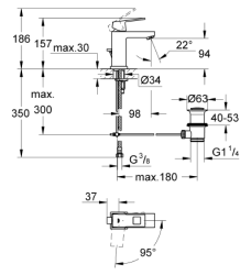 Grohe Eurocube Tek Kumandalı Lavabo Bataryası S-Boyut - 2339000E - 2