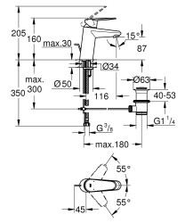 Grohe Eurodisc Cosmo Lavabo Bataryası S-Boyut Krom - 33190002 - 2