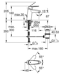 Grohe Eurodisc Cosmopolitan Tek Kumandalı Lavabo Bataryası S-Boyut - 3319020E - 2