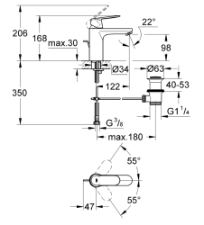 Grohe Eurocosmo Tek Kumandalı Lavabo Bataryası M-Boyut - 23325000 - 2