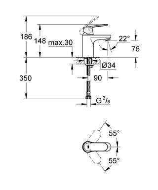 Grohe Eurocosmo Tek Kumandalı Lavabo Bataryası S-Boyut - 32824000 - 2