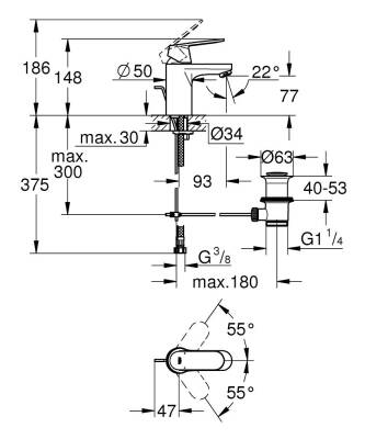 Grohe Eurocosmo Tek Kumandalı Lavabo Bataryası S-Boyut - 3282500E - 2