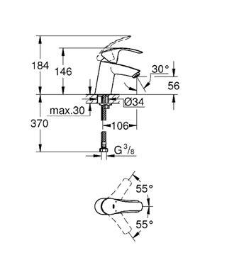 Grohe Eurosmart Tek Kumandalı Lavabo Bataryası S-Boyut - 32467002 - 2