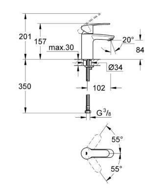 Grohe Eurostyle Cosmopolitan Tek Kumandalı Lavabo Bataryası S-Boyut - 3246820E - 2