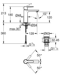 Grohe Lineare Tek Kumandalı Lavabo Bataryası S-Boyut - 23106001 - 2