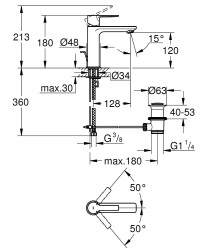 Grohe Lineare Tek Kumandalı Lavabo Bataryası S-Boyut - 32114DC1 - 2