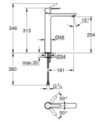 Grohe Lineare Tek Kumandalı Lavabo Bataryası Xl-Boyut - 23405DC1 - 2