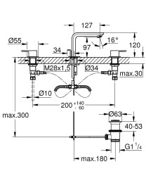 Grohe Lineare 3 Delikli Lavabo Bataryası 1/2