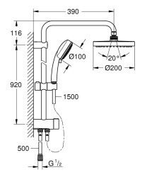 Grohe Tempesta Cosmopolitan Sistem 200 Duvar Bağlantılı, Divertörlü Duş Sistemi - 26453001 - 2