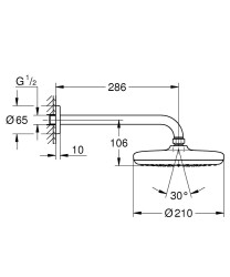 Grohe Tempesta 210 Tek Akışlı Tepe Duşu Seti 286 Mm - 26412000 - 2