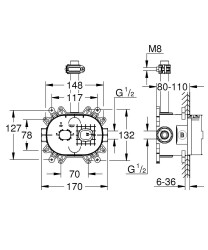 Grohe Rainshower 360 Tepe Duşu İçin İç Gövde - 26264001 - 2