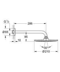 Grohe Rainshower Cosmopolitan 210 Tek Akışlı Tepe Duşu Seti 286 Mm - 26062000 - 2