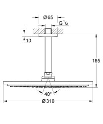 Grohe Rainshower Cosmopolitan 310 Tepe Duşu Seti 142 Mm, Tek Akışlı - 26067AL0 - 2