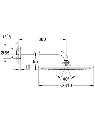 Grohe Rainshower Cosmopolitan 310 Tepe Duşu Seti 380 Mm, Tek Akışlı - 26066DA0 - 1