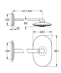 Grohe Rainshower Duo 360 Tepe Duşu Seti 450 Mm, 2 Akışlı - 26254000 - 2