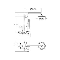 Grohe Rainshower System 210 Duvara Monte Termostatik Bataryalı Duş Sistemi - 27032001 - 2