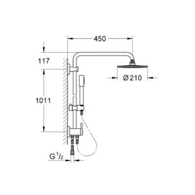 Grohe Rainshower System 210 Duvara Monte Yön Değiştiricili Duş Sistemi - 27058000 - 2