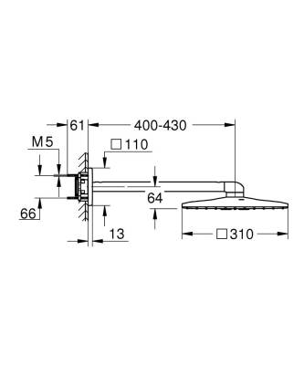 Grohe Rainshower Smartactive 310 Cube Tepe Duşu Seti 430 Mm, 2 Akışlı - 26479000 - 2