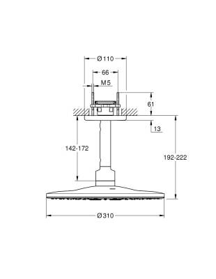 Grohe Rainshower Smartactive 310 Tepe Duşu Seti 142 Mm, 2 Akışlı - 26477000 - 2