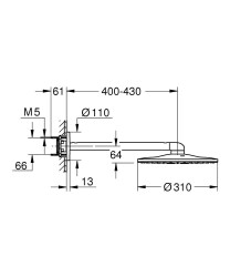 Grohe Rainshower Smartactive 310 Tepe Duşu Seti 430 Mm, 2 Akışlı - 26475000 - 2