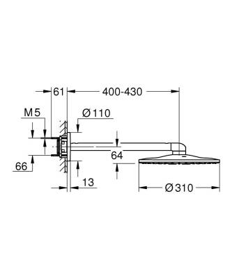 Grohe Rainshower Smartactive 310 Tepe Duşu Seti 430 Mm, 2 Akışlı - 26475000 - 2