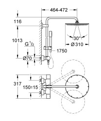 Grohe Rainshower System 310 Duvara Monte Termostatik Bataryalı Duş Sistemi - 27966000 - 2