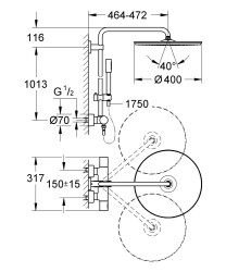 Grohe Rainshower System 400 Duvara Monte Termostatik Bataryalı Duş Sistemi - 27174001 - 2