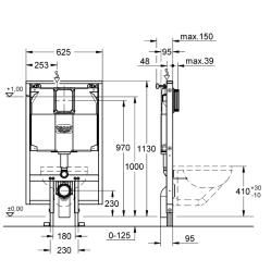 Grohe Rapid Sl Gömme Rezervuar, 80 Mm, 1.13 M Montaj Yüksekliği - 38994000 - 2