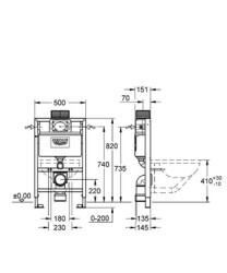 Grohe Rapid Sl Gömme Rezervuar, 0.82 M Montaj Yüksekliği - 38526000 - 2