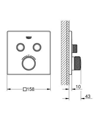 Grohe Grohtherm Smartcontrol Çift Valfli Akış Kontrollü, Ankastre Termostatik Duş Bataryası - 29124000 - 2