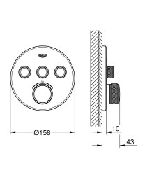 Grohe Grohtherm Smartcontrol Üç Valfli Akış Kontrollü, Ankastre Termostatik Duş Bataryası - 29121000 - 2