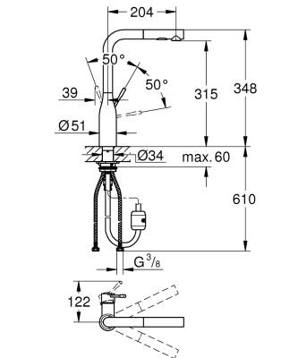 Grohe Essence Tek Kumandalı Eviye Bataryası - 30270GN0 - 2