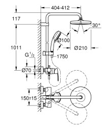 Grohe Duvara Monte Tek Kumandalı Bataryalı Duş Sistemi - 26224001 - 2