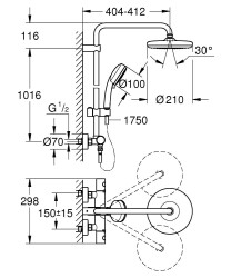 Grohe Duvara Monte Termostatik Bataryalı Duş Sistemi - 27922001 - 2